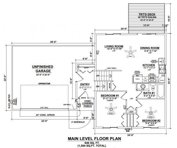Wistrand Woods Lot 51 Main Level Floor Plan